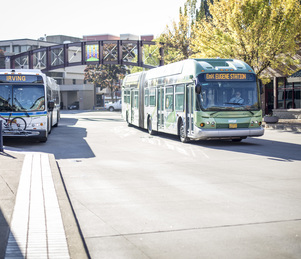 EmX and Bus at Eugene Station