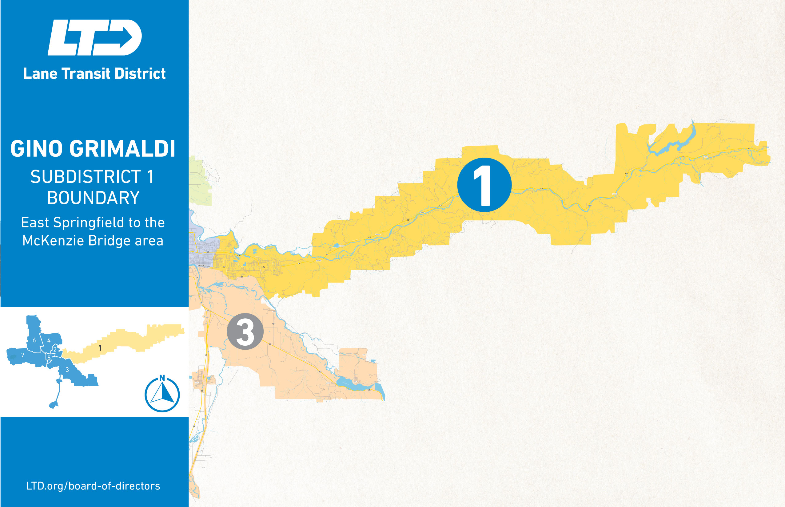 A map to identify the boundary of LTD Board member for District 1.