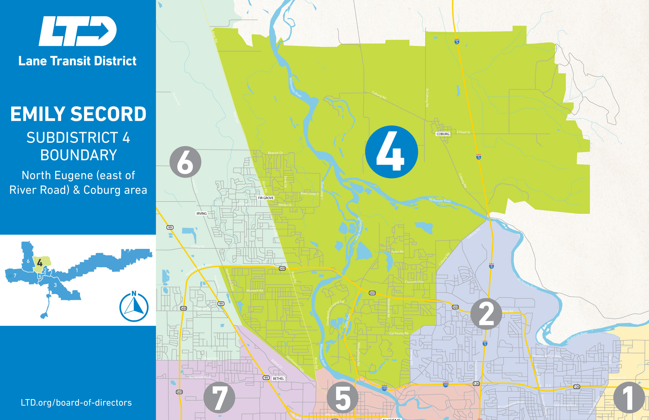 A map to identify the boundary of LTD Board member for District 4 A map to identify the boundary of LTD Board member for District 4