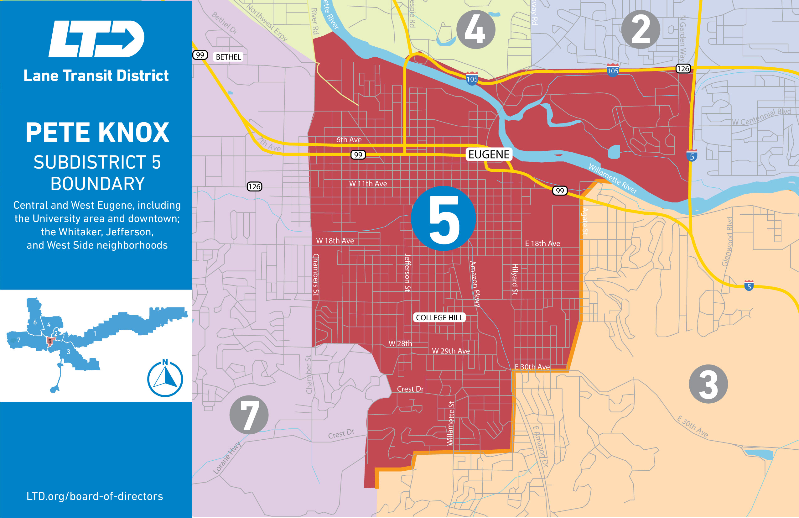 A map to identify the boundary of LTD Board member for District 5