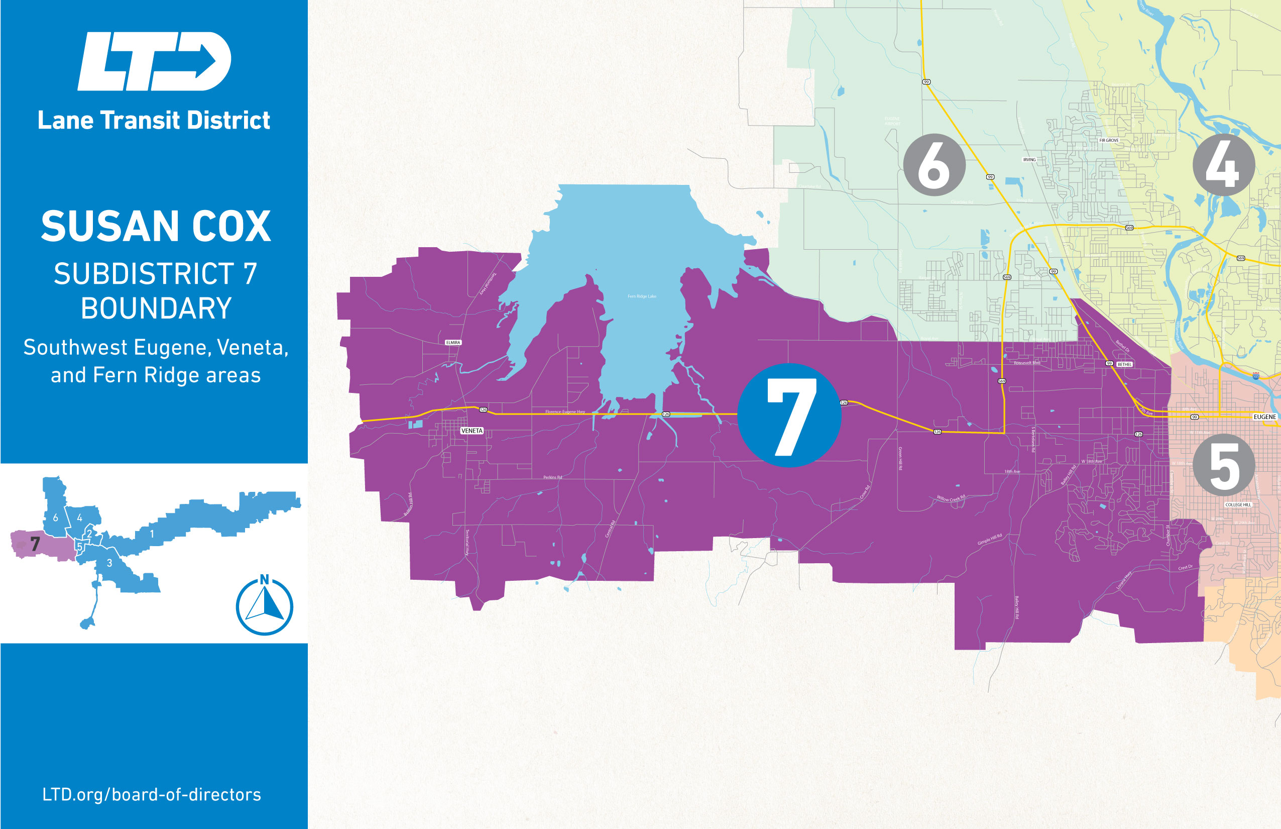 A map to identify the boundary of LTD Board member for District 7