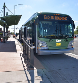 New EmX on Street at Platform