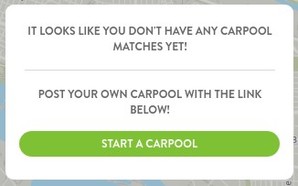 No carpool matches found screen shot