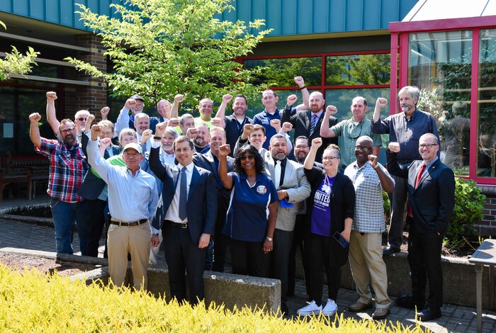 Buttigieg and DeFazio with labor leaders