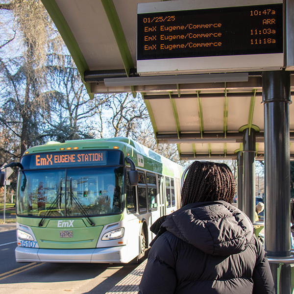 person waiting for EmX bus